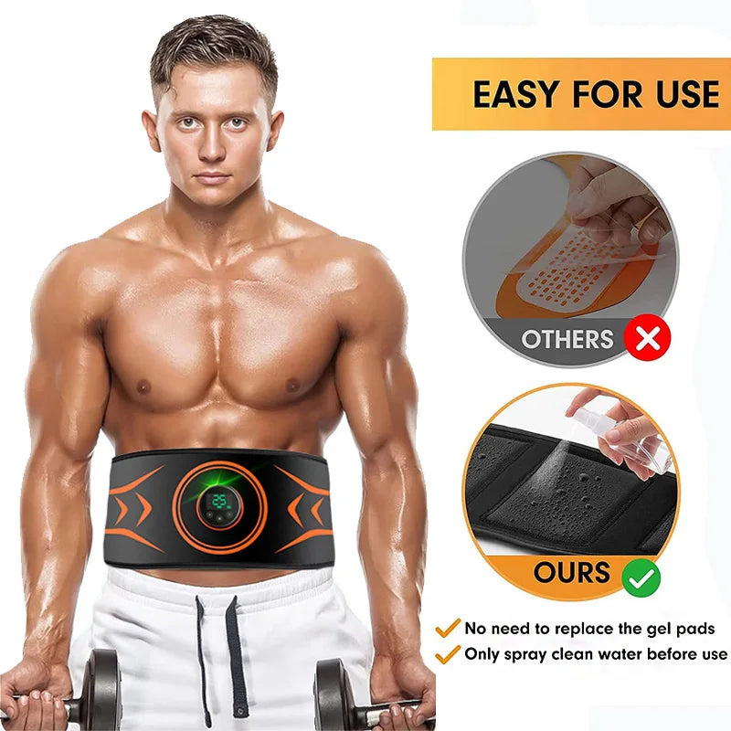 EMS Muscle Toner Abdominal Toning Belt USB Recharge Electric Muscle Stimulation Smart Fitness Massage Abs Trainer Body Shaping