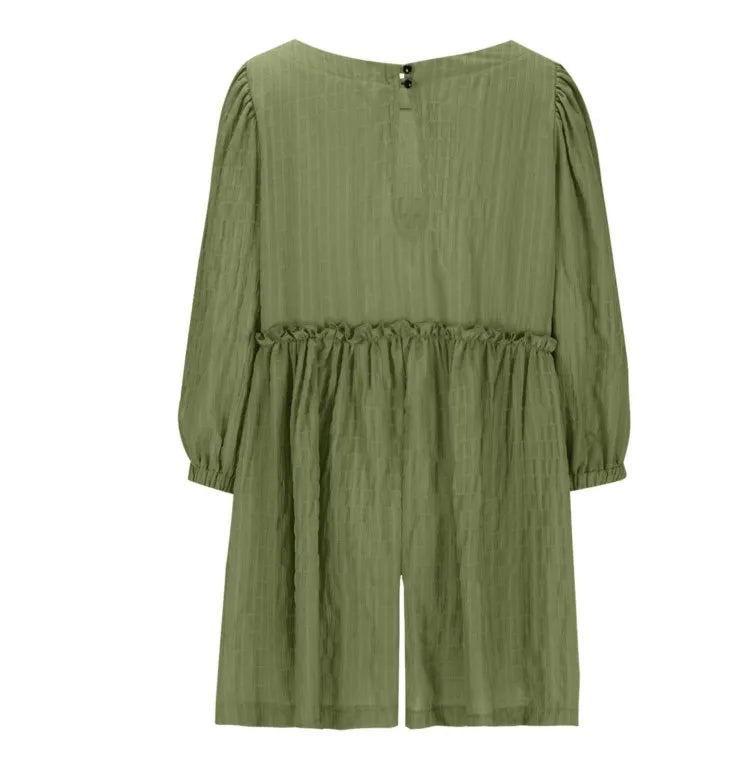 Fashion Women's Shorts Jumpsuit Summer Long Sleeve Casual Jumpsuit with Shorts Women Loose Breathable Short Jumpsuits Female