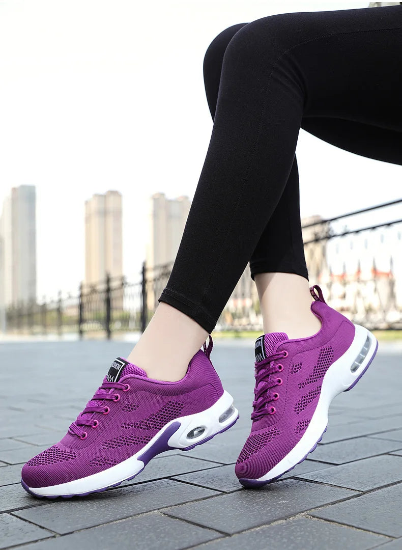 Oulylan Women Casual Sneakers Shoes Mesh Breathable Running Shoes Air Cushion Platform Summer Sports Shoes Luxury Lightweight