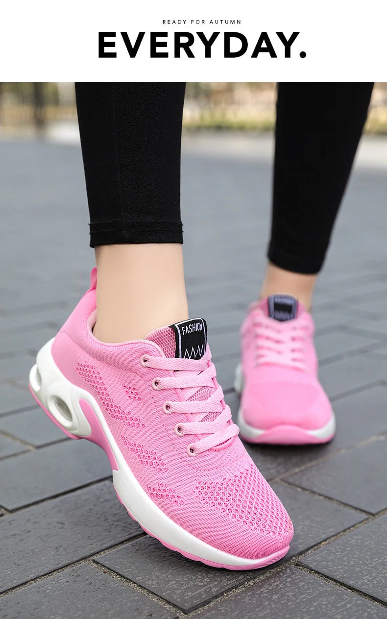 Oulylan Women Casual Sneakers Shoes Mesh Breathable Running Shoes Air Cushion Platform Summer Sports Shoes Luxury Lightweight