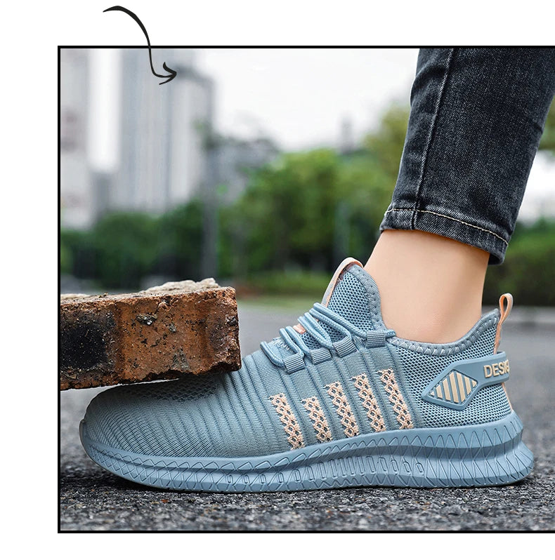 Women's work safety shoes are anti smashing, anti piercing, anti slip, wear-resistant, and outdoor fashionable sports shoes