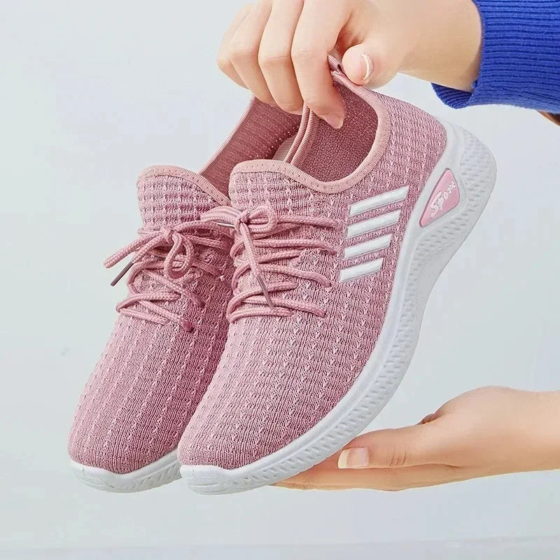 New 2025 Women's Shoes Fashion Flying Woven Women's Shoes Korean Breathable Lightweight Running Shoes Women's Shoes