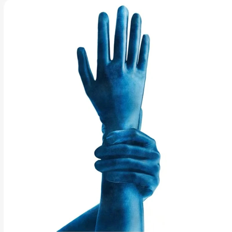 AMORESY satin glossy oil NEW blue pantyhose shiny tight pants swimsuit satin smooth gloves sports Yoga Set