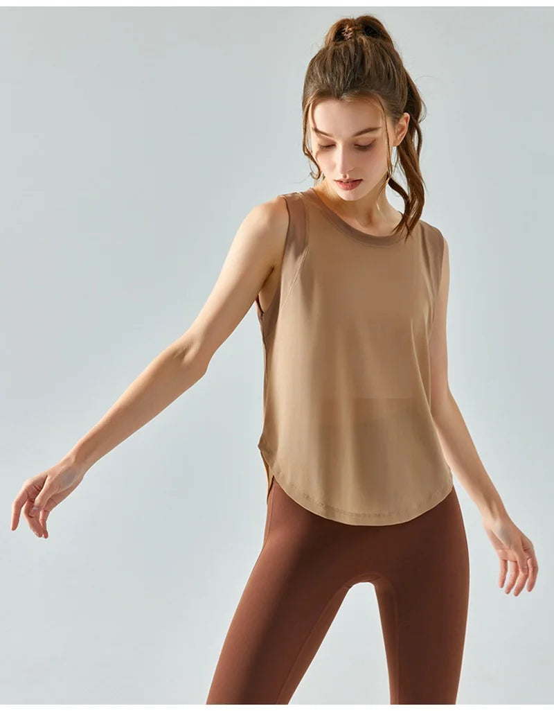 Cloud Hide Quick Dry Sports Shirts for Women XL Crop Top Breathable Plus Size Yoga T-Shirt Gym Workout Cover-up Sleeveless Vest