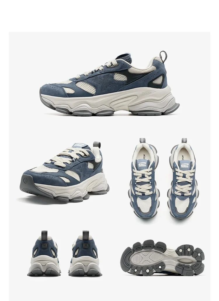 Xtep Chinoiserie Casual Shoes For Men 2025 Spring Vintage Thick Sole Fashion Sports Shoes Wear-Resistant  Sneakers 875119320001