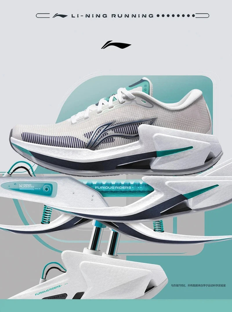 Li-Ning Men FURIOUS RIDER 8 Stability Running Shoes BOOM Cushion Stable Support Sport Shoes Anti-slip Wearable Sneakers ARZU007