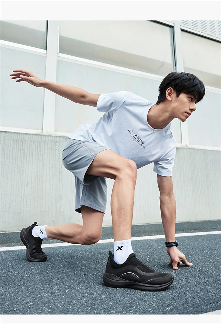 Xtep Soft Tube Running Shoes for Men Comfortable Breathable Slip-on Mesh Wear-Resistant Lightweight Male Sneakers 875219110061
