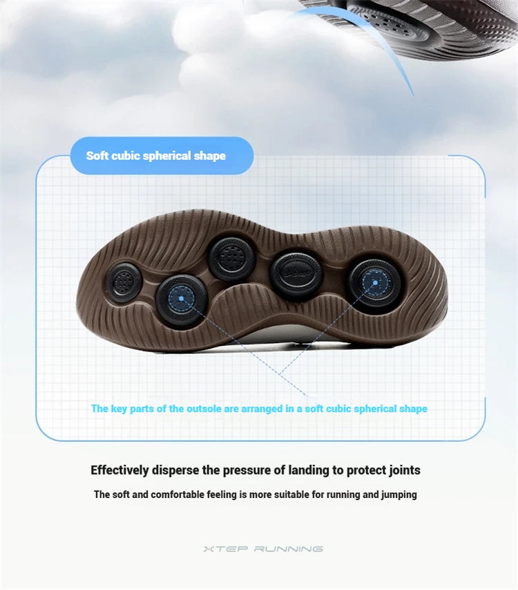 Xtep Soft Tube Running Shoes for Men Comfortable Breathable Slip-on Mesh Wear-Resistant Lightweight Male Sneakers 875219110061