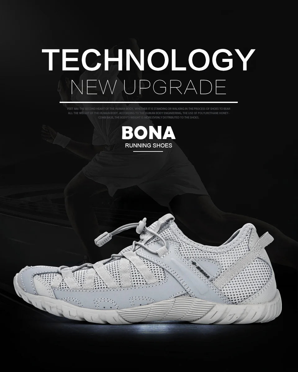 BONA 2023 New Popular Style Men Running Shoes Lace Up Athletic Shoes Outdoor Walkng jogging Sneakers Comfortable Mesh shoes