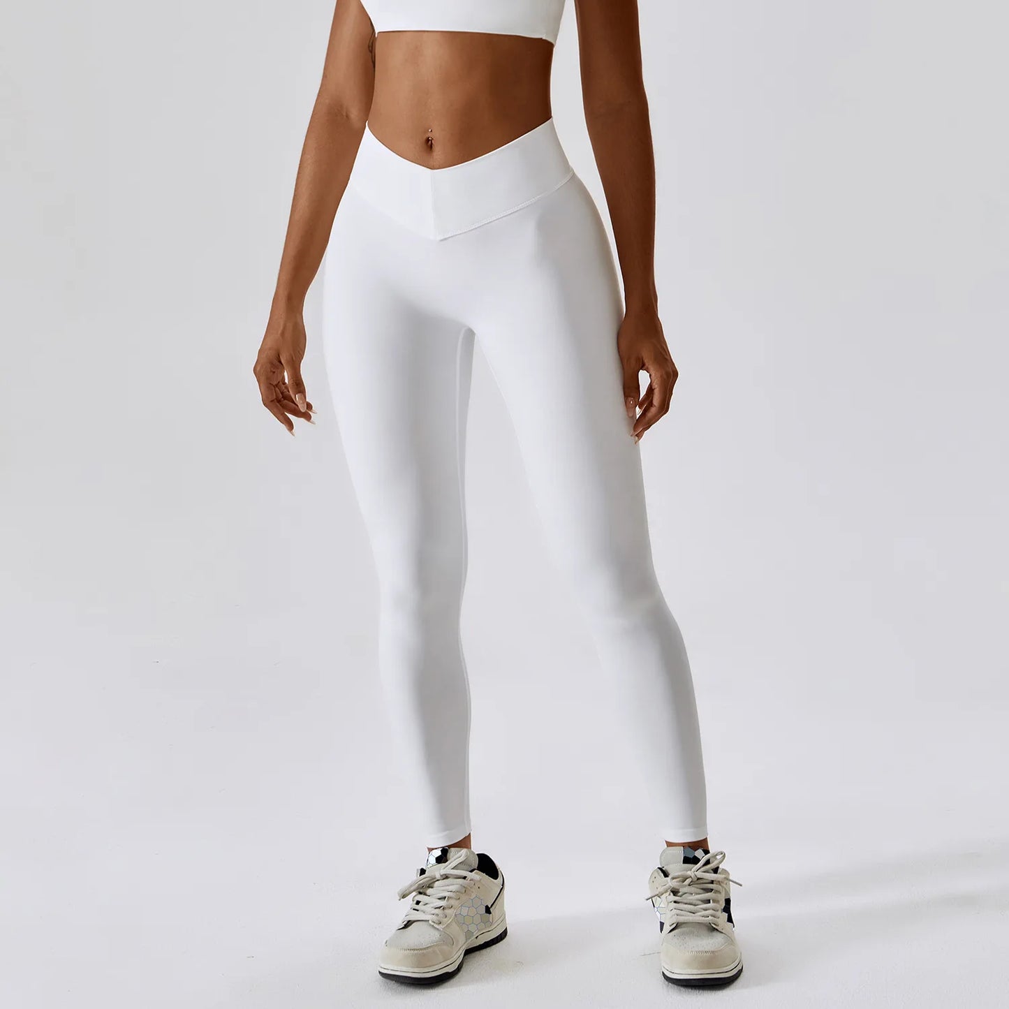 White Yoga Sets Women Sexy Beauty Back Bra High Waist Leggings Suit Comfort Soild Fitness Running Sport Sets Breathabe Sportwear