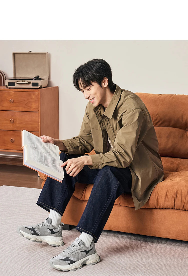 Xtep Chinoiserie Casual Shoes For Men 2025 Spring Vintage Thick Sole Fashion Sports Shoes Wear-Resistant  Sneakers 875119320001