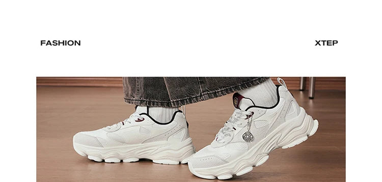 Xtep Chinoiserie Casual Shoes For Men 2025 Spring Vintage Thick Sole Fashion Sports Shoes Wear-Resistant  Sneakers 875119320001