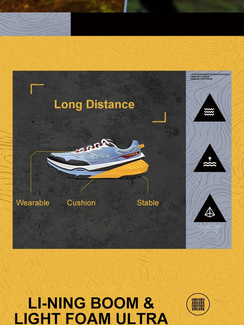 Li-Ning Men DI LU Trail Running Shoes Long Distance BOOM FIBER Cushion Sport Shoes Wearable Anti-Slip Sneakers ARNU003 ARNU009