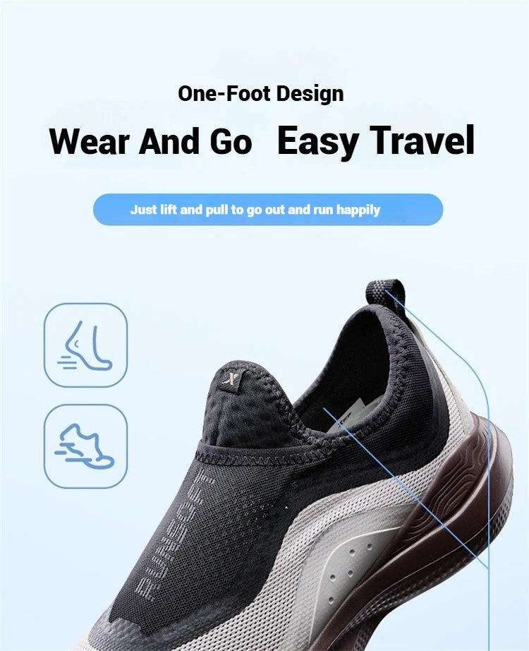 Xtep Soft Tube Running Shoes for Men Comfortable Breathable Slip-on Mesh Wear-Resistant Lightweight Male Sneakers 875219110061