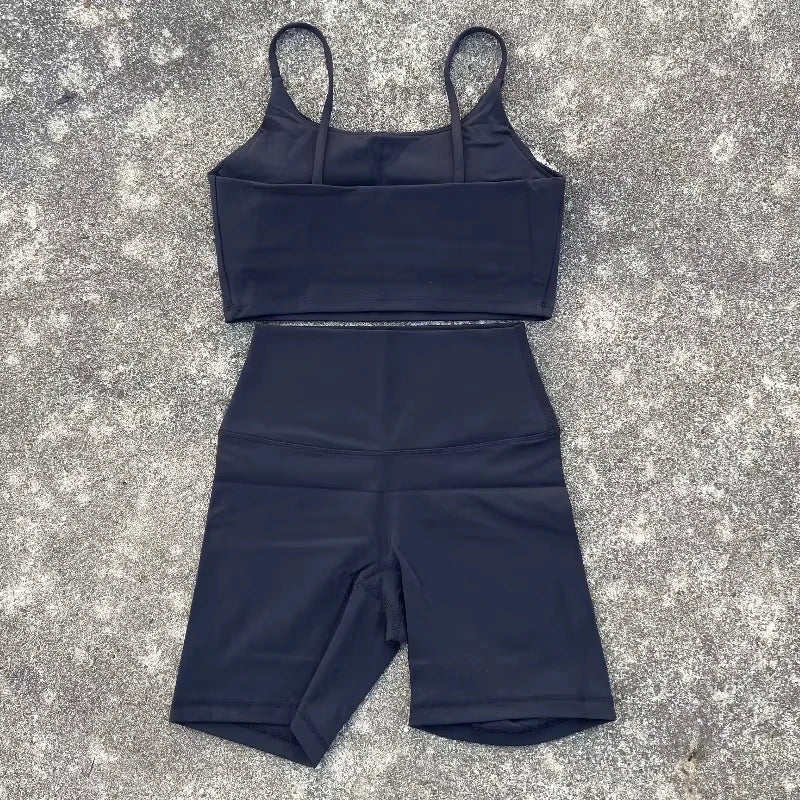 Solid Color gym bike Yoga Set short Legging +cross sport bra Tracksuit Athletic Women Gym Suit Comprehensive Training Jogging