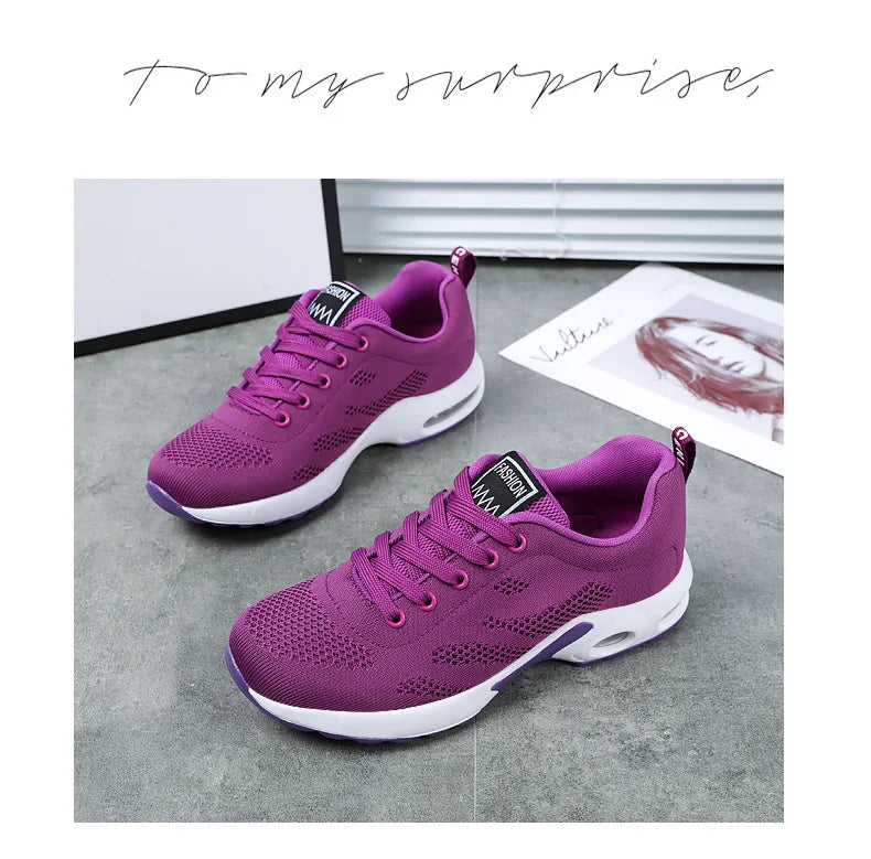 Oulylan Women Casual Sneakers Shoes Mesh Breathable Running Shoes Air Cushion Platform Summer Sports Shoes Luxury Lightweight
