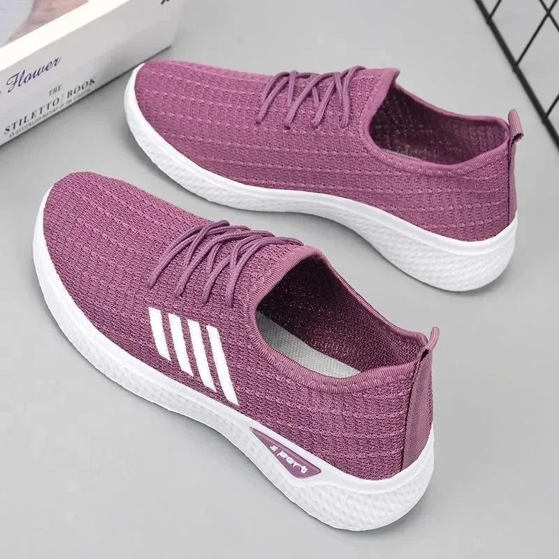 New 2025 Women's Shoes Fashion Flying Woven Women's Shoes Korean Breathable Lightweight Running Shoes Women's Shoes