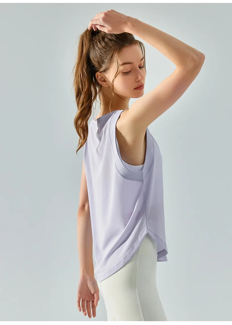 Cloud Hide Quick Dry Sports Shirts for Women XL Crop Top Breathable Plus Size Yoga T-Shirt Gym Workout Cover-up Sleeveless Vest