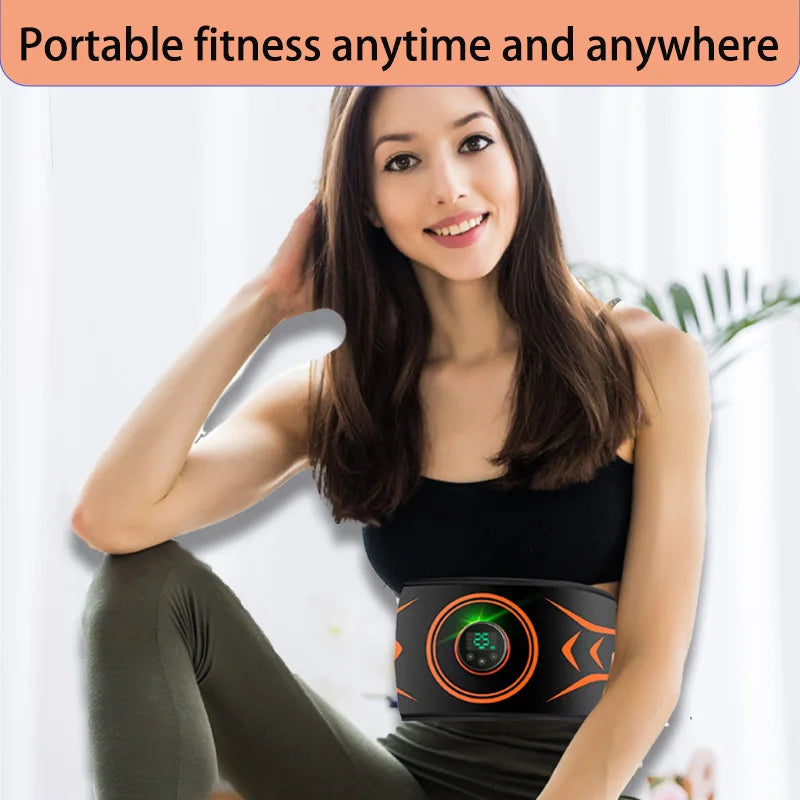 EMS Muscle Toner Abdominal Toning Belt USB Recharge Electric Muscle Stimulation Smart Fitness Massage Abs Trainer Body Shaping