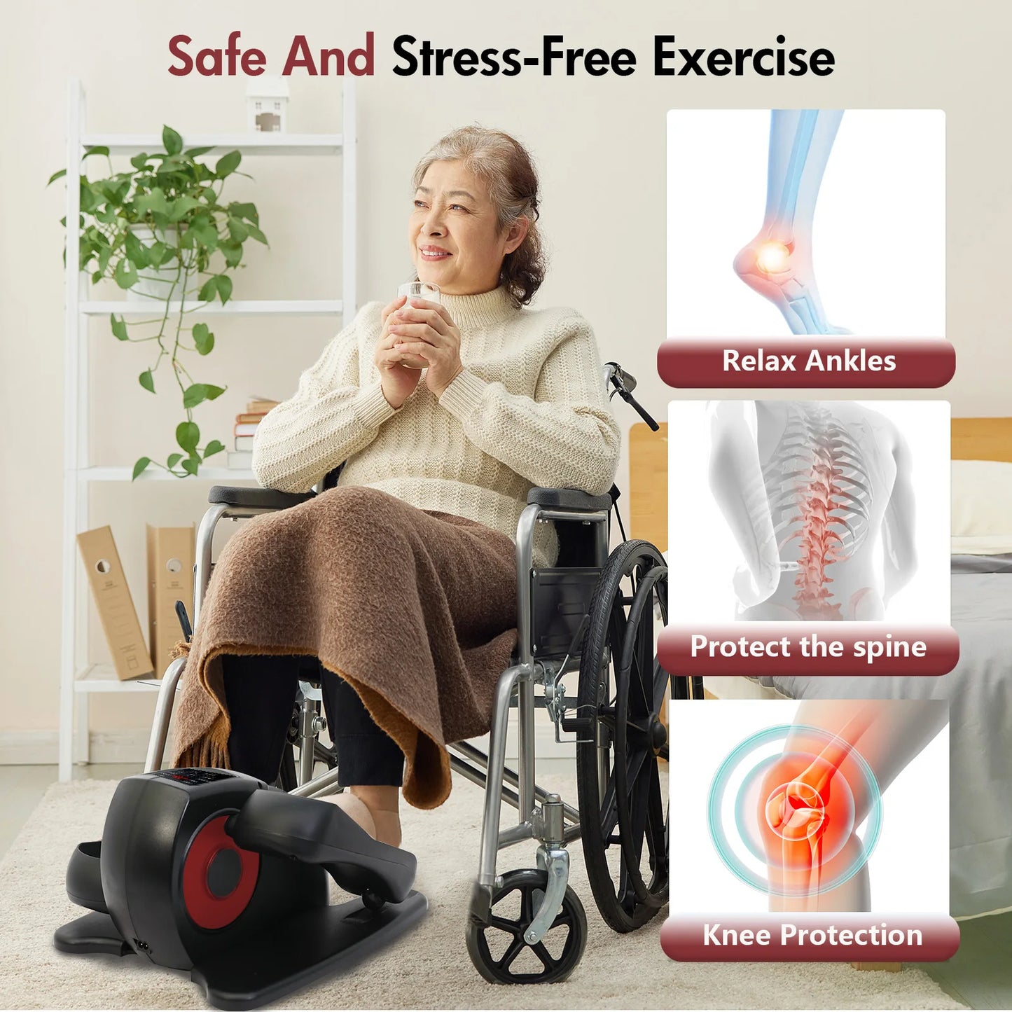 Electric Elliptical Machine Under Desk Pedal Exerciser Leg Home Fitness Small Multi-functional Silent Mini Trainer Portable