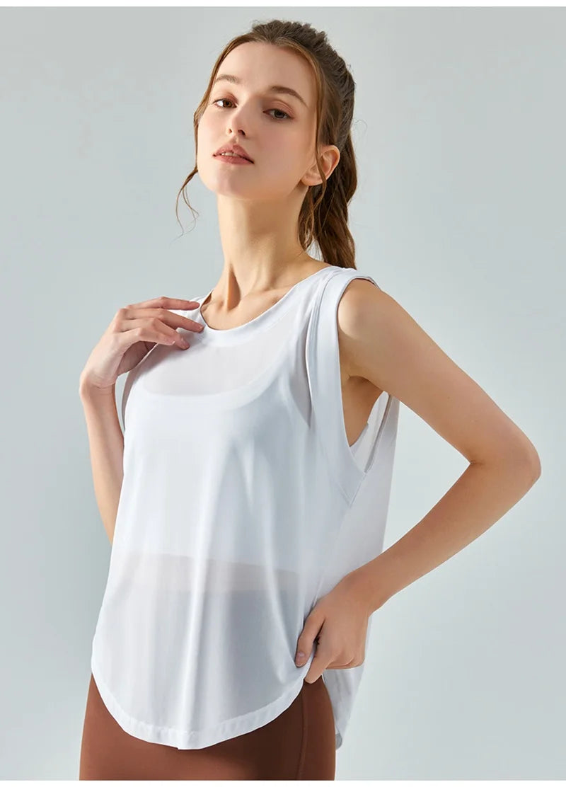 Cloud Hide Quick Dry Sports Shirts for Women XL Crop Top Breathable Plus Size Yoga T-Shirt Gym Workout Cover-up Sleeveless Vest