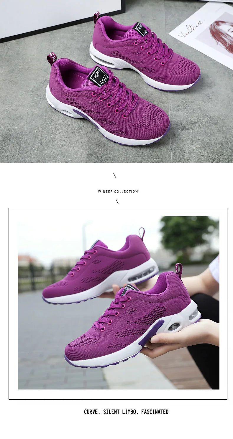Oulylan Women Casual Sneakers Shoes Mesh Breathable Running Shoes Air Cushion Platform Summer Sports Shoes Luxury Lightweight
