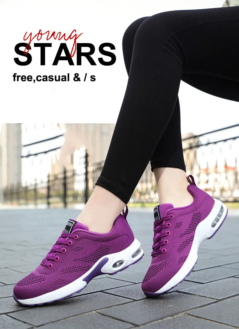Oulylan Women Casual Sneakers Shoes Mesh Breathable Running Shoes Air Cushion Platform Summer Sports Shoes Luxury Lightweight