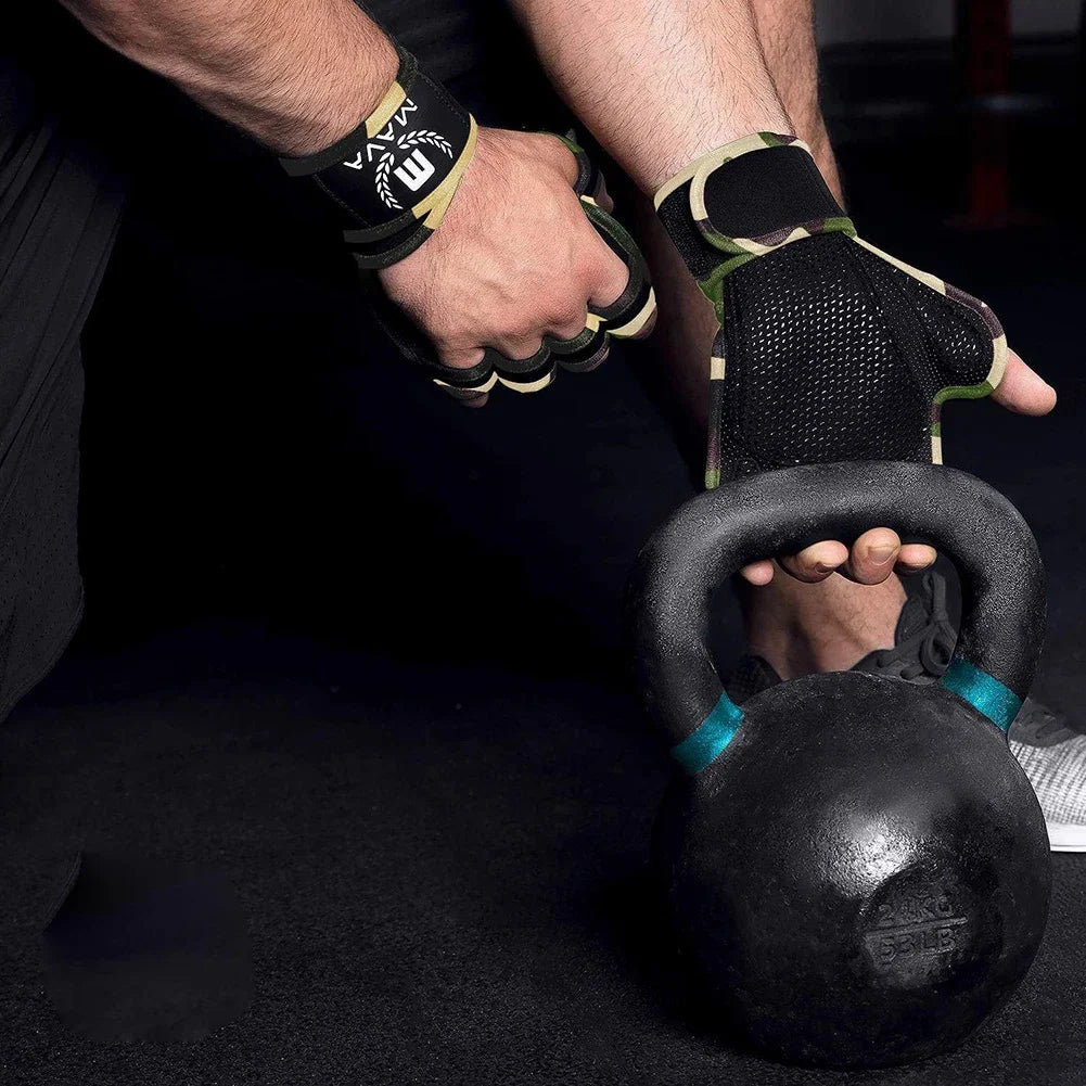 2Pcs Weightlifting Training Gloves for Men Women Fitness Sports Body Building Gymnastics Gym Hand Wrist Palm Protector Gloves