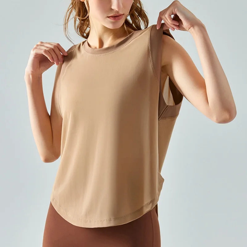 Cloud Hide Quick Dry Sports Shirts for Women XL Crop Top Breathable Plus Size Yoga T-Shirt Gym Workout Cover-up Sleeveless Vest