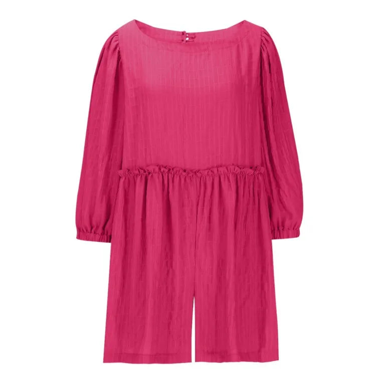 Fashion Women's Shorts Jumpsuit Summer Long Sleeve Casual Jumpsuit with Shorts Women Loose Breathable Short Jumpsuits Female