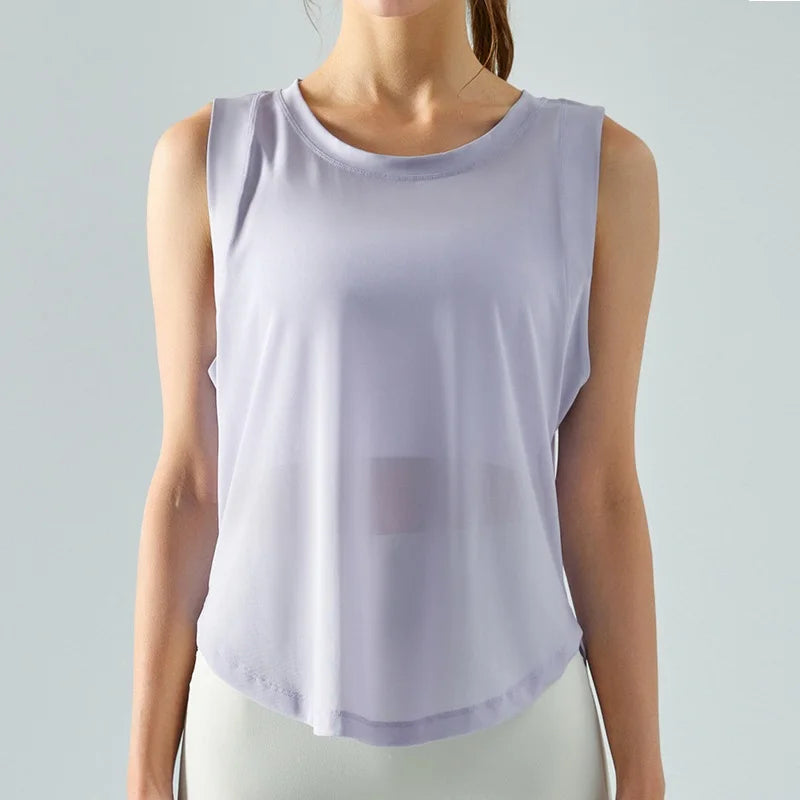 Cloud Hide Quick Dry Sports Shirts for Women XL Crop Top Breathable Plus Size Yoga T-Shirt Gym Workout Cover-up Sleeveless Vest