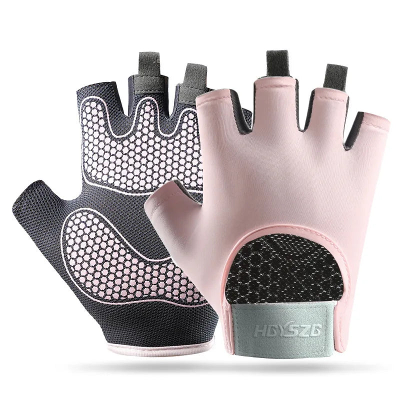 Summer Fitness Gloves Silicone Palm Shock Absorbing Half Finger Colorful Gym Gloves for Men Women Sun Protection Ice Silk Gloves