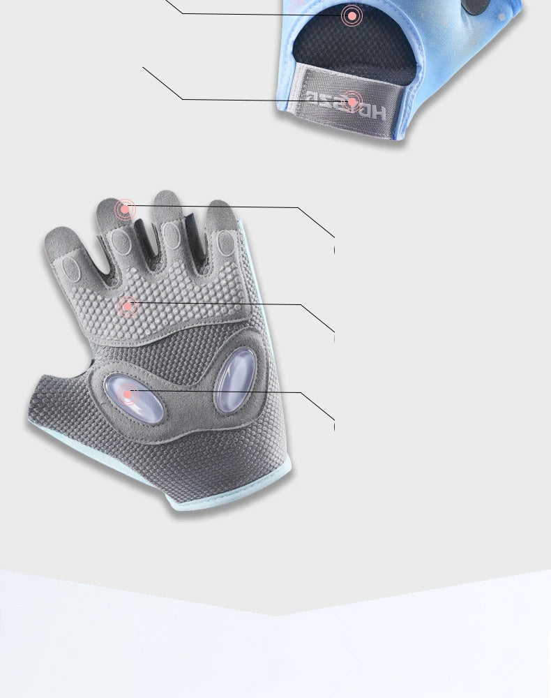 Summer Fitness Gloves Silicone Palm Shock Absorbing Half Finger Colorful Gym Gloves for Men Women Sun Protection Ice Silk Gloves