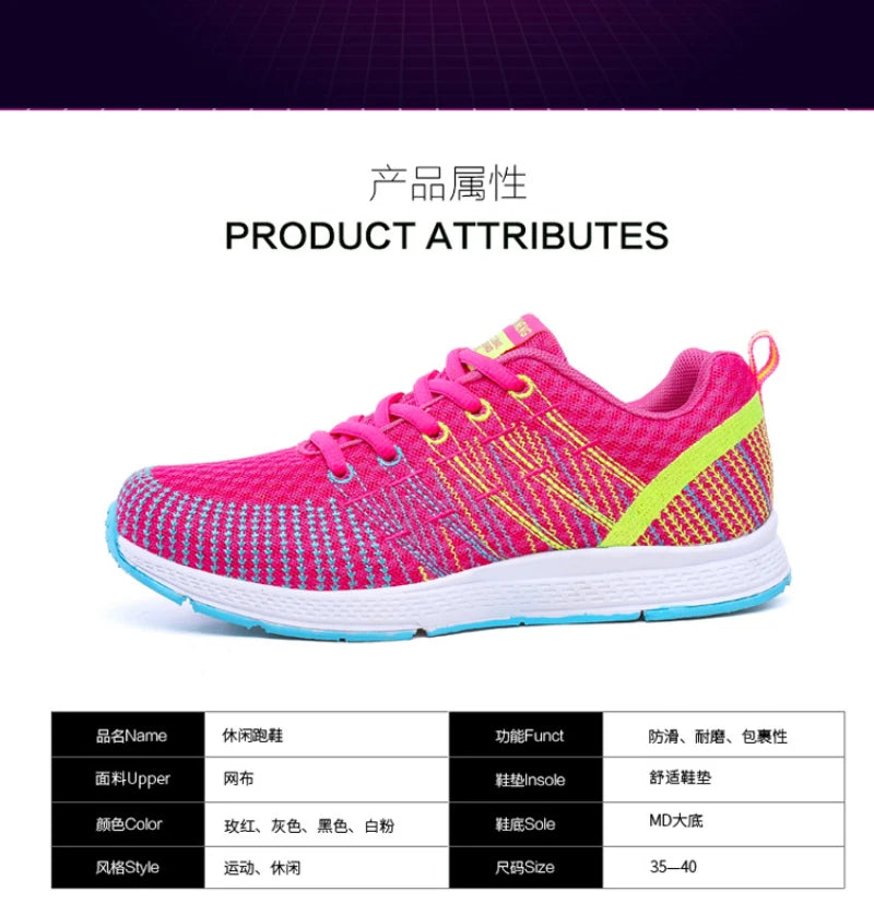 New Spring Flying Knitted Sports Shoes Women's Breathable Mesh Air Cushion Shoes Casual Running Women's Shoes Light Travel Shoes