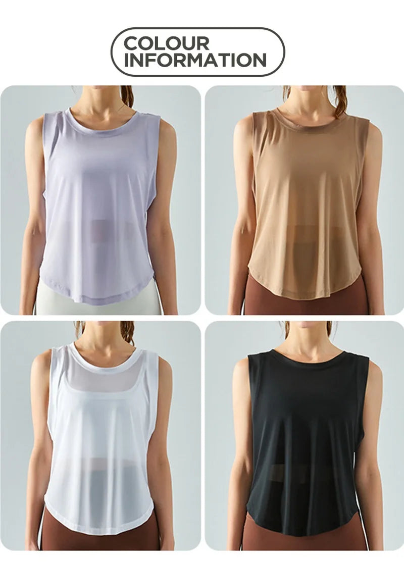 Cloud Hide Quick Dry Sports Shirts for Women XL Crop Top Breathable Plus Size Yoga T-Shirt Gym Workout Cover-up Sleeveless Vest