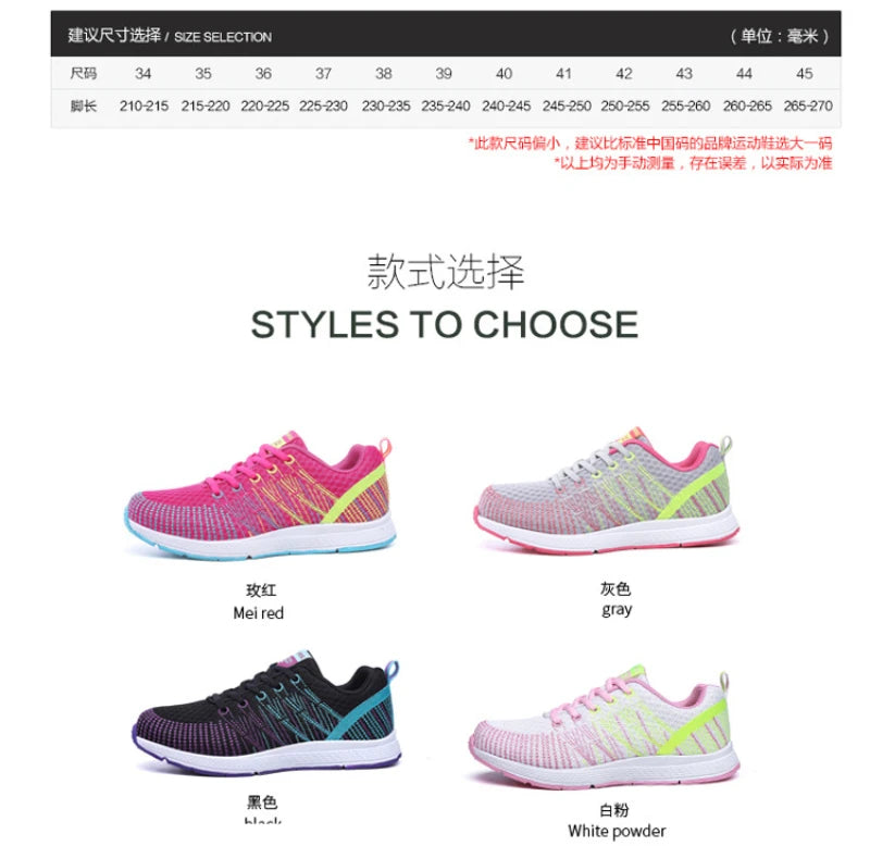 New Spring Flying Knitted Sports Shoes Women's Breathable Mesh Air Cushion Shoes Casual Running Women's Shoes Light Travel Shoes