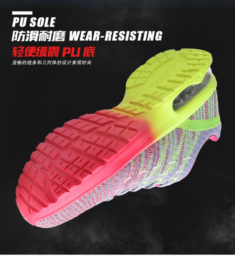 New Spring Flying Knitted Sports Shoes Women's Breathable Mesh Air Cushion Shoes Casual Running Women's Shoes Light Travel Shoes