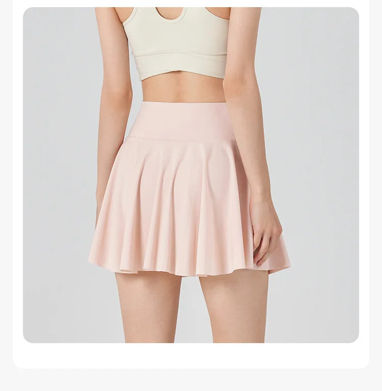 Sport Short Skirt for Women in Summer Anti-exposure High Waist Pleated Short Skirt Fitness Yoga Suit Golf Tennis Skirt
