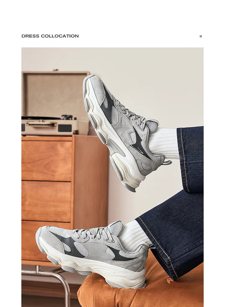 Xtep Chinoiserie Casual Shoes For Men 2025 Spring Vintage Thick Sole Fashion Sports Shoes Wear-Resistant  Sneakers 875119320001