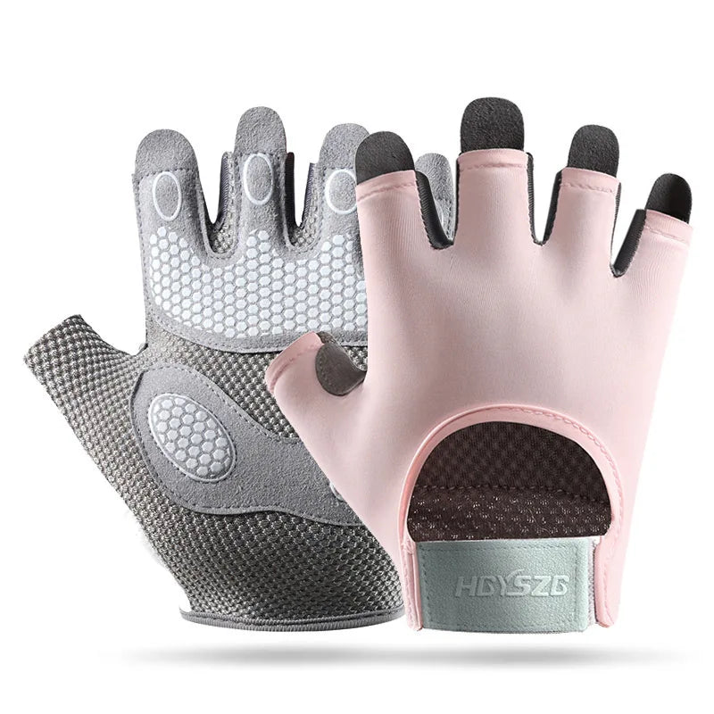 Summer Fitness Gloves Silicone Palm Shock Absorbing Half Finger Colorful Gym Gloves for Men Women Sun Protection Ice Silk Gloves