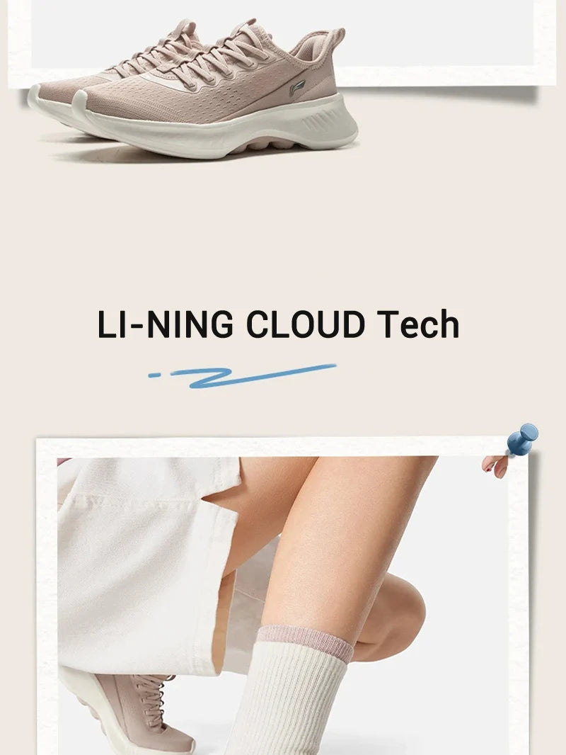 Li-Ning Women SOFT ESSENTIAL V2 Slip-on Casual Walking Shoes Cushion Flexible LiNing Comfortable Sports Sneakers AGLV022