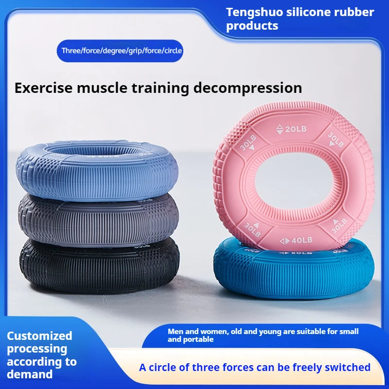 Octagonal Grip Ring 3-Level Resistance Silicone Hand Exerciser for Arm Strength Training Home Gym Fitness Equipment