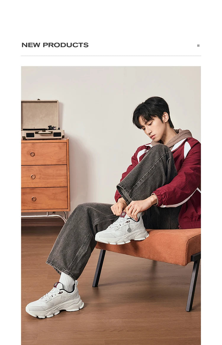 Xtep Chinoiserie Casual Shoes For Men 2025 Spring Vintage Thick Sole Fashion Sports Shoes Wear-Resistant  Sneakers 875119320001