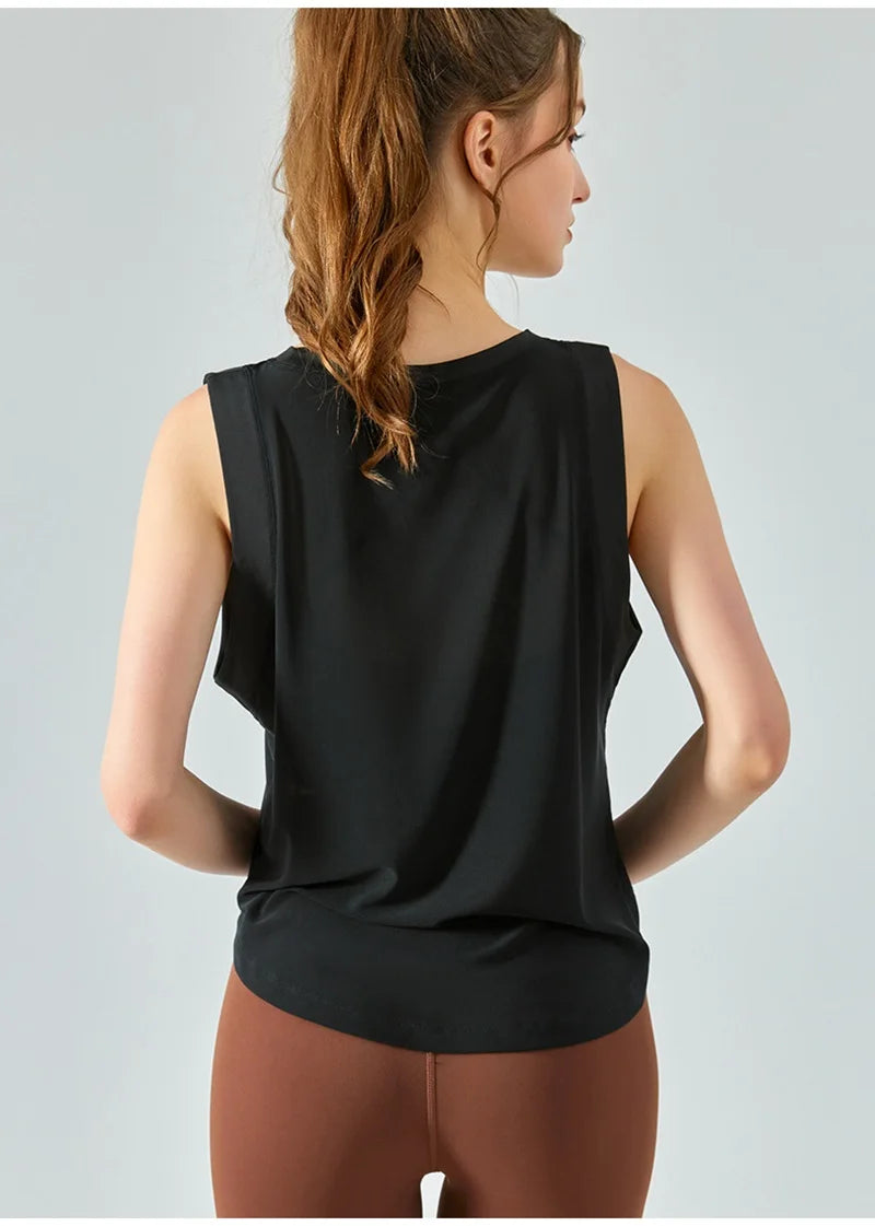 Cloud Hide Quick Dry Sports Shirts for Women XL Crop Top Breathable Plus Size Yoga T-Shirt Gym Workout Cover-up Sleeveless Vest