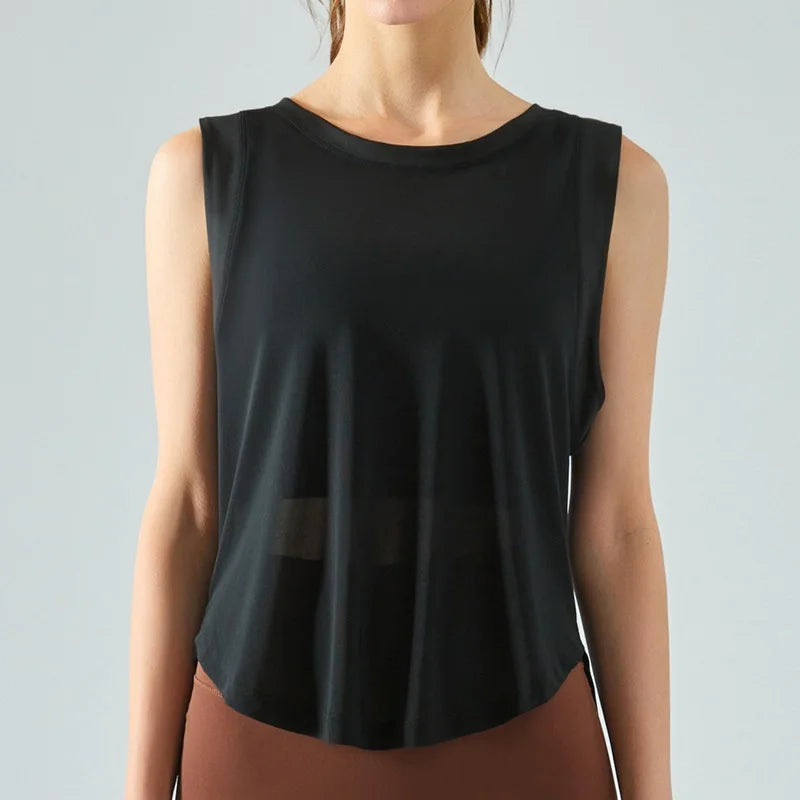 Cloud Hide Quick Dry Sports Shirts for Women XL Crop Top Breathable Plus Size Yoga T-Shirt Gym Workout Cover-up Sleeveless Vest