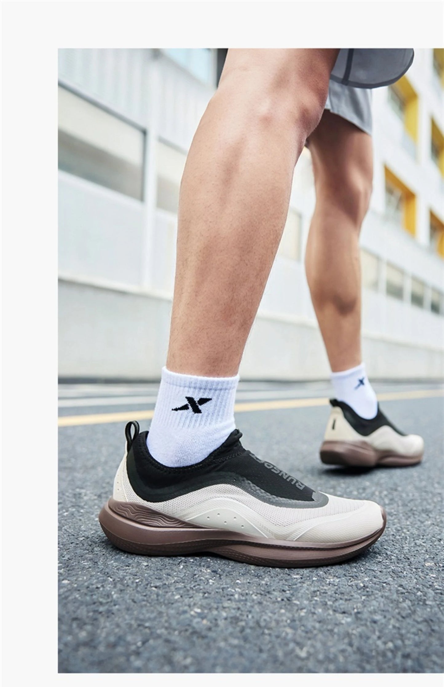 Xtep Soft Tube Running Shoes for Men Comfortable Breathable Slip-on Mesh Wear-Resistant Lightweight Male Sneakers 875219110061