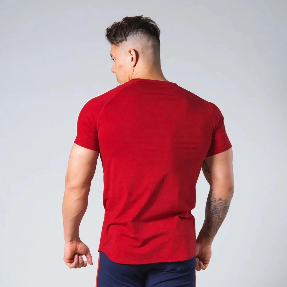 Red Men’s Gym T-Shirt – Short Sleeve, Cotton