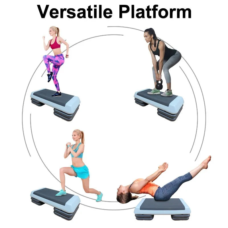 Adjustable Workout Aerobic Stepper in Fitness & Exercise Step Platform Trainer with 4 Risers