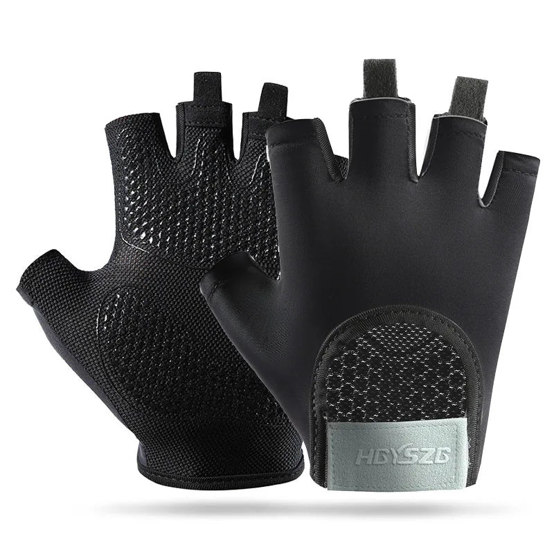 Summer Fitness Gloves Silicone Palm Shock Absorbing Half Finger Colorful Gym Gloves for Men Women Sun Protection Ice Silk Gloves