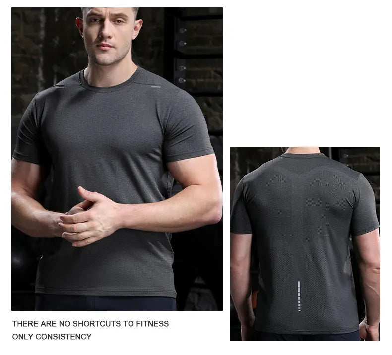 Men's Summer Loose Breathable Short Sleeve Outdoor Cycling Quick Dry Top Running Tracksuits Fitness T-shirts Muscle Tights